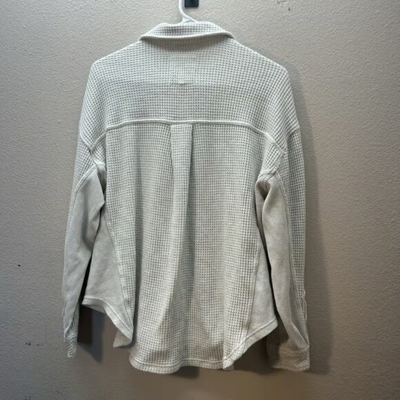 Aerie Shacket Womens XXS Waffle Knit Button Down Thermal Long Sleeve Oversized - Picture 4 of 4
